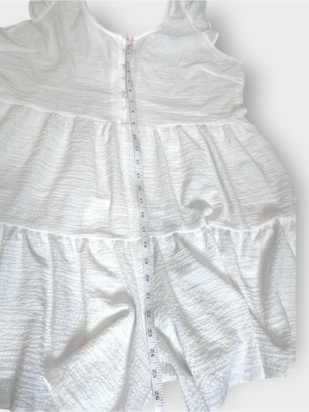 White Gauze Romper Dress Tiered Mini Flutter Sleeve Built In Shorts XL XXL 0X